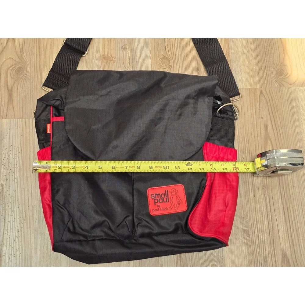 Vintage Paul Frank Small Paul Messenger Bag Black Red Ripstop Nylon w/ Mat NWOT